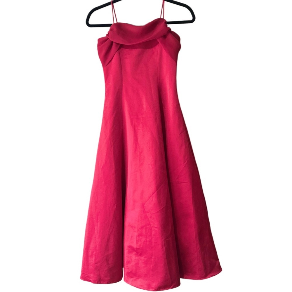 David's Bridal Michaelangelo Apple Red Bow Back and Spaghetti Straps Dress
